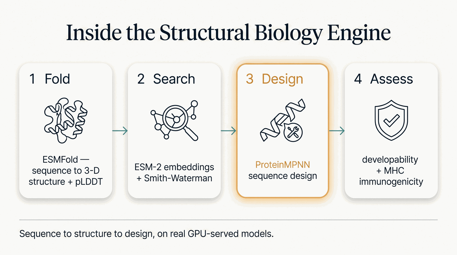 Inside the Structural Biology Engine — fold, search, design, assess